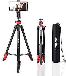 Phone Tripod Stand with Rotating Phone Holder Remote Shutter and Carry Bag，Compatible with iPhone/Android/Light Camera, Perfect for Tiktok,Selfie, Video, Live Stream, Vlogging, YouTube