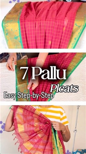 7 Pallu Pleats | Step-by-Step Saree Pleating Tutorial ✨ #saree #pallu
