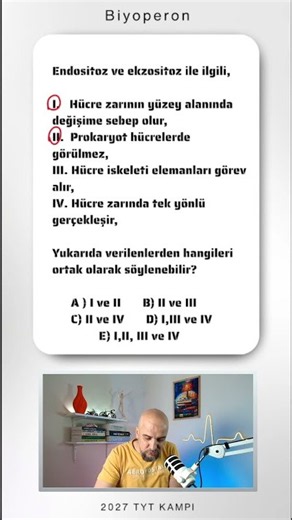 2027 TYT BIOLOGY - ENDOCYTOSIS AND EXOCYTOSIS - BIOLOGY QUESTION SOLUTION #yksbiology #yks #tyt
