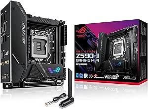 ROG Strix Z590-I Gaming WiFi 6E LGA 1200 (Intel® 11th/10th Gen) mini-ITX gaming motherboard (PCIe 4.0, 8+2 power stages,Thunderbolt 4 Onboard,2.5 Gb LAN, USB 3.2 Gen 2 front panel Type-C,2x M.2 slots)