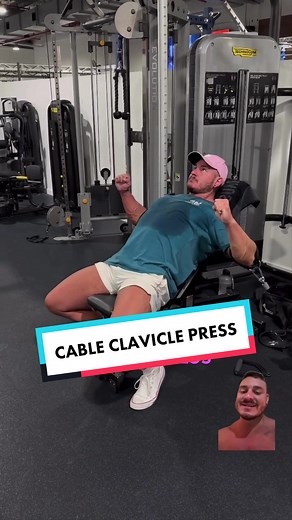 CABLE CLAVICLE PRESS By far one of my favourite movements for pec hypertrophy. The level of bracing this movement gives you is beautiful and in turn manages the fatigue-stimulus ratio quite well compared to your DB and barbell counterpart. The tension being applied to the pec remains consistent throughout the entirety of the movement due to being on the cable. Some simple but effective tips 👇 💥 Place cuffs around your elbows 📈 💥 Ensure you’re positioned just in front of the cables 📈 💥 Set 