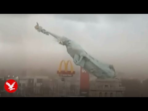 78ft Statue of Liberty replica collapses after being battered by high winds in Brazil
