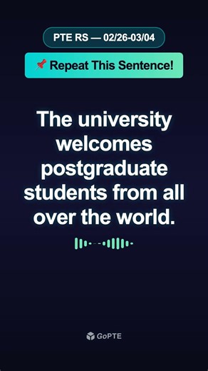 📌 Repeat This Sentence! | The university welcomes postgraduate stu... | GoPTE #Shorts