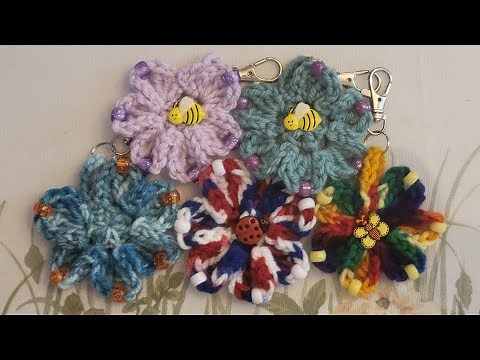 Crochet: Fidget Mini-Flower Keychain- Easy level