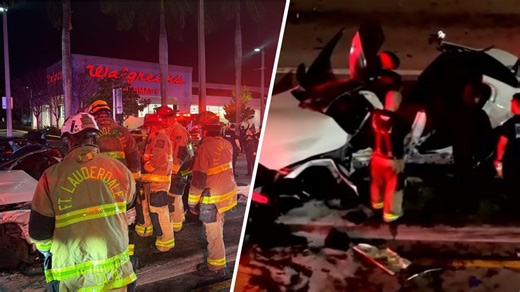 3 hurt in crash before Fort Lauderdale Fire Rescue truck also hit, officials say