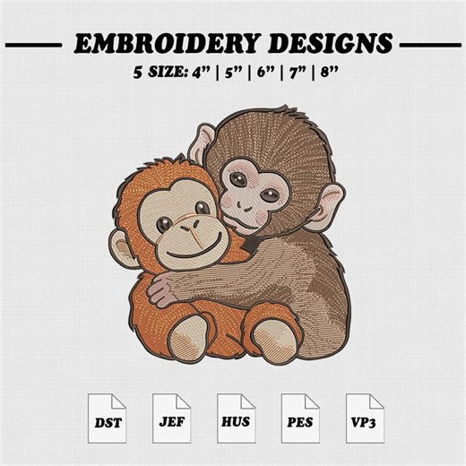 Punch Monkey Embroidery Design, Viral Baby Monkey Machine Embroidery File, 5 Size Instant Download. - Etsy UK