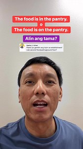 “The food is in the pantry.” o “The food is on the pantry.” Alin ang tama? #learningenglish #englishword #speakingenglish #grammar | Food and Beyond - Dennis Barles