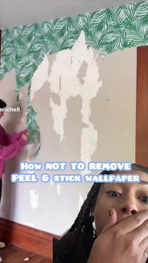 My steam mop hack on how to properly remove peel and stick wallpaper!! Now lets get that security deposit backkk lol #homedecor #roommakeover #peelandstickwallpaper #renterfriendly