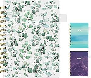 2024-2025 Planner Weekly & Monthly Agenda Book Yearly Calendar Planning To Do List Notebook,2024 Planner with Monthly Tabs, Inner Pocket,Waterproof Cover,Pen Loop,Spiral Bound (GreenLeaves,6 * 8)