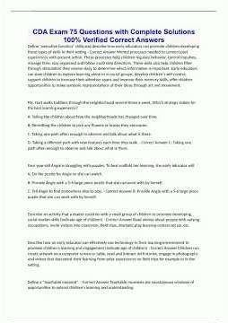 CDA Exam 75 Questions with Complete Solutions 100 Verified Correct Answers732