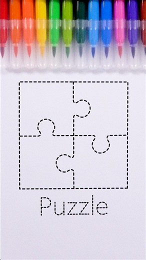 4 Pieces Puzzle🧩 Dotted Line Drawing and Coloring | 4조각 퍼즐 점선 그림 그리고 색칠하기 #drawpuzzle #learncolor