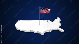 American flag on 3d map of USA with copy space
