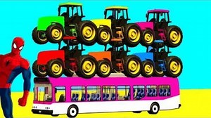 6.2K views · 123 reactions | Spiderman for Kids With Color Tractor on Bus and Cars Cartoon Jump For Children | Spiderman And Frozen Elsa Learn Colors | Facebook