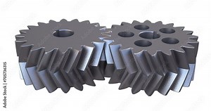 Close-up video of a herringbone gear. Machine design elements for gearing systems