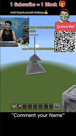 1 Sub = 1 Block 😳 Pyramid Challenge STARTS! | Hour 0 🧱🔥 #1Sub1Block #Minecraft #Gaming #Shorts