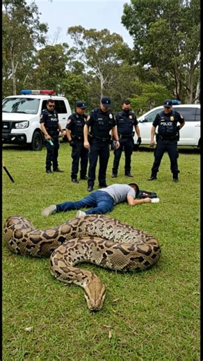 Brave Police Officers Rescue a Man from a Giant Python Attack