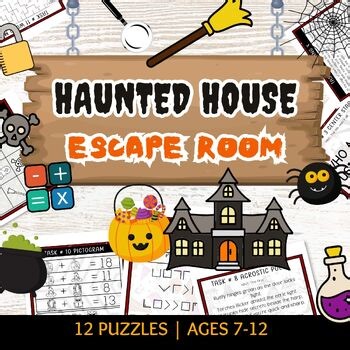 Haunted House Escape Room, 12 Printable Puzzles, Halloween Classroom Activities
