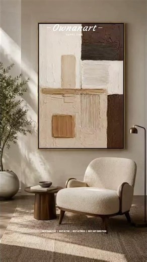 Neutral Abstract Oil Painting Home Decor Ideas