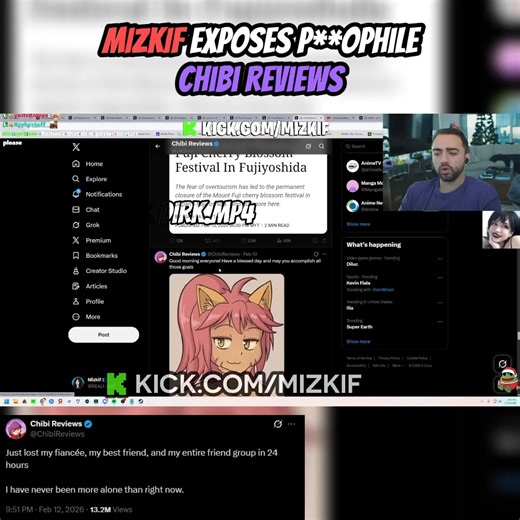 Dirk | 🚨P**O ALERT🚨 Chibi Reviews gets EXPOSED by Mizkif for being a "Loli" Lover and consumer of that content! "You are a P**ophile... You're... | Instagram