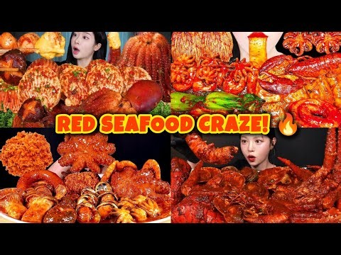 INSANE RED SEAFOOD FEAST 🤯🌶️ | Giant Octopus, Lobster & Crispy Seafood Mukbang ASMR