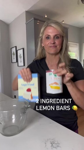 2 Ingredient Lemon Bars. 1 box Angel food cake mix and 1 can lemon pie filling. #lemonbars #lemondessert #2ingredients #dessert #easyrecipe | A Charming Abode