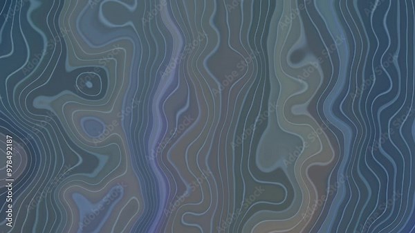 Abstract background design featuring wavy contour lines in varying subdued blue and purple tones, topographic maps - fluid lorganic lines, layered pattern, suggesting a sense of depth and movement.