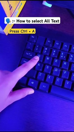 The keyboard shortcut Ctrl+A selects all text within a document or webpage. #computer #shorts