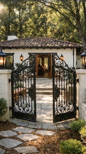 Timeless Mediterranean Home with Classic Iron Gate #architecture #timelapsebuild