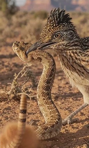 Road runner vs rattlesnake #wildlife #wildlifeentertainment #africananimal