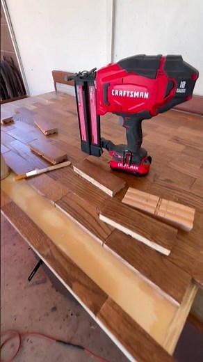 POOR MANS Butcher Block Countertop Red Oak flooring on countertop