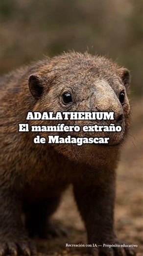 Adalatherium hui fue un pequeño mamífero del Cretácico tardío que vivió hace unos 66 millones de años en la isla de Madagascar. Su nombre significa “bestia loca”, porque su anatomía es una mezcla inesperada de rasgos primitivos y modernos. Tenía un cuerpo similar al de un tejón pequeño, patas delanteras orientadas hacia afuera como un reptil, y patas traseras más modernas, lo que indica una forma de caminar muy particular. Sus dientes muestran que probablemente llevaba una dieta omnivora, consum