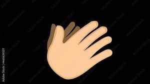 Loop animation of cartoon hands clapping, with a transparent background