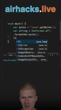 String to Hex and Back with HexFormat #java #shorts #coding #airhacks