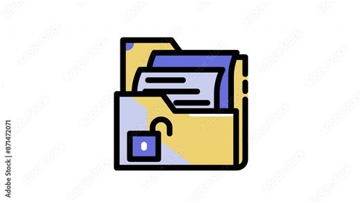 Unlock folder file icon folder animated the with a dollar sign; suitable for financial apps, budgeting tools, or accounting software to represent money manageme