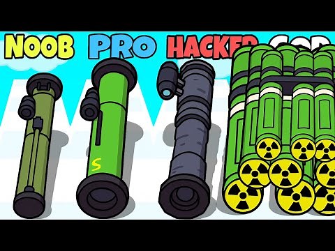 Rockets Stack Gameplay Android, iOS – Rocket Upgrade Battle! NOOB vs PRO vs HACKER vs GOD