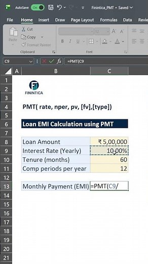 PMT Formula Explained in 50 Seconds 💰 | Excel Finance Short: