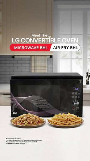 From slurpy noodles to crispy fries, your kitchen just got a major upgrade! Meet the all-new LG Convertible Microwave Oven, a 2-in-1 innovation that lets you make hearty meals in Microwave mode and crispy snacks in Air Fry mode. Designed for ease and convenience, it brings versatility to every craving. Double the fun, double the delight, all in one appliance! LG Convertible Oven - Microwave Bhi. Air Fry Bhi. Know more: https://bit.ly/4oUWNAv #LG #LGIndia #LifesGood #LGConvertibleOven #MicrowaveB