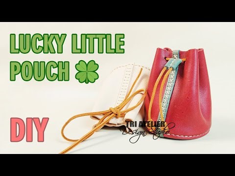 Making of a simple lucky little leather pouch for beginners | Free pattern