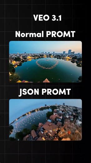 I created this FPV drone shot with #googleveo3 by giving it first a text-based prompt and then JSON