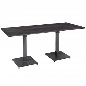 Lancaster Table & Seating Industrial 30" x 72" Solid Wood Live Edge Standard Height Table with Slate Gray Finish