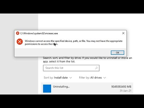 Fix msiexec.exe - Windows cannot access the specified device, path, or file
