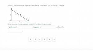 Identify the hypotenuse, the opposite and adjacent sides of ∠C ... | Filo