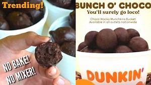 TRENDING! EASY CHOCO WACKO MUNCHKINS RECIPE yield: 60-62 munchkins ingredients 3 tbsp. butter or margarine 1/2 cup sugar (if you want it sweeter adjust upto 3/4 cup) 1/2 tsp. salt 2 large eggs 1/2 cup milk (evaporated or fresh milk) 3 tbsp. cocoa powder 2 tsp. baking powder 1 and 1/2 cup all purpose flour 1 tsp. vanilla extract if available oil for frying chocolate coating 250 grams dark chocolate 1 tbsp. oil thank you for watching! #chocowackomunchkinsaladunkindonut #chocolatecakedonut #lutongt