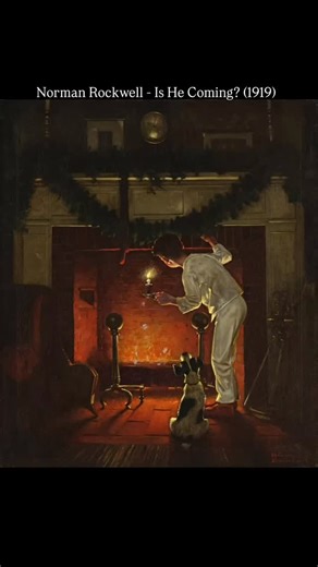 Norman Rockwell - Is He Coming? (1919) #christmas #rockwell #normanrockwell | Contemporary Art