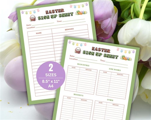 Easter Pot Luck Sign up Sheet, Easter Potluck, Easter Brunch, Easter Food, Potluck Printable, Food Sign up Sheet, Event Sign up Sheet - Etsy