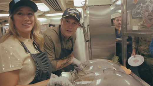 SW Pete Hegseth, Wife Jennifer serve Thanksgiving meals aboard USS Winston S. Churchill