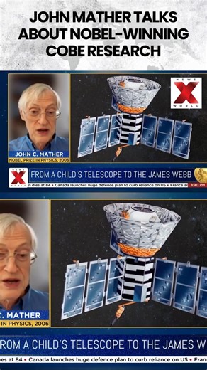Nobel laureate John C. Mather shares groundbreaking research from the Cosmic Background Explorer (COBE), uncovering the cosmic microwave background, early galaxy formation, and pivotal insights into the Big Bang and the universe’s earliest moments. #nobellaureate #physics #cosmic #bigbang #shorts #ytshorts #trending #newsxworldlive #worldnews #latestnews | NewsX World