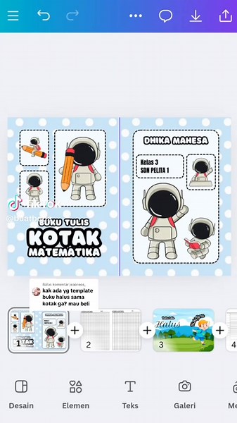 Template Buku Tulis Halus dan Kotak Matematika
