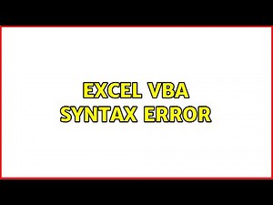 Excel VBA syntax error