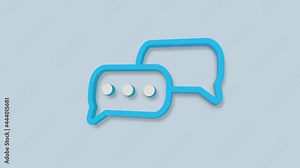 Speech bubble chat 3d icon isolated on blue background. Message icon. Communication or comment chat symbol. 4K Stock Video